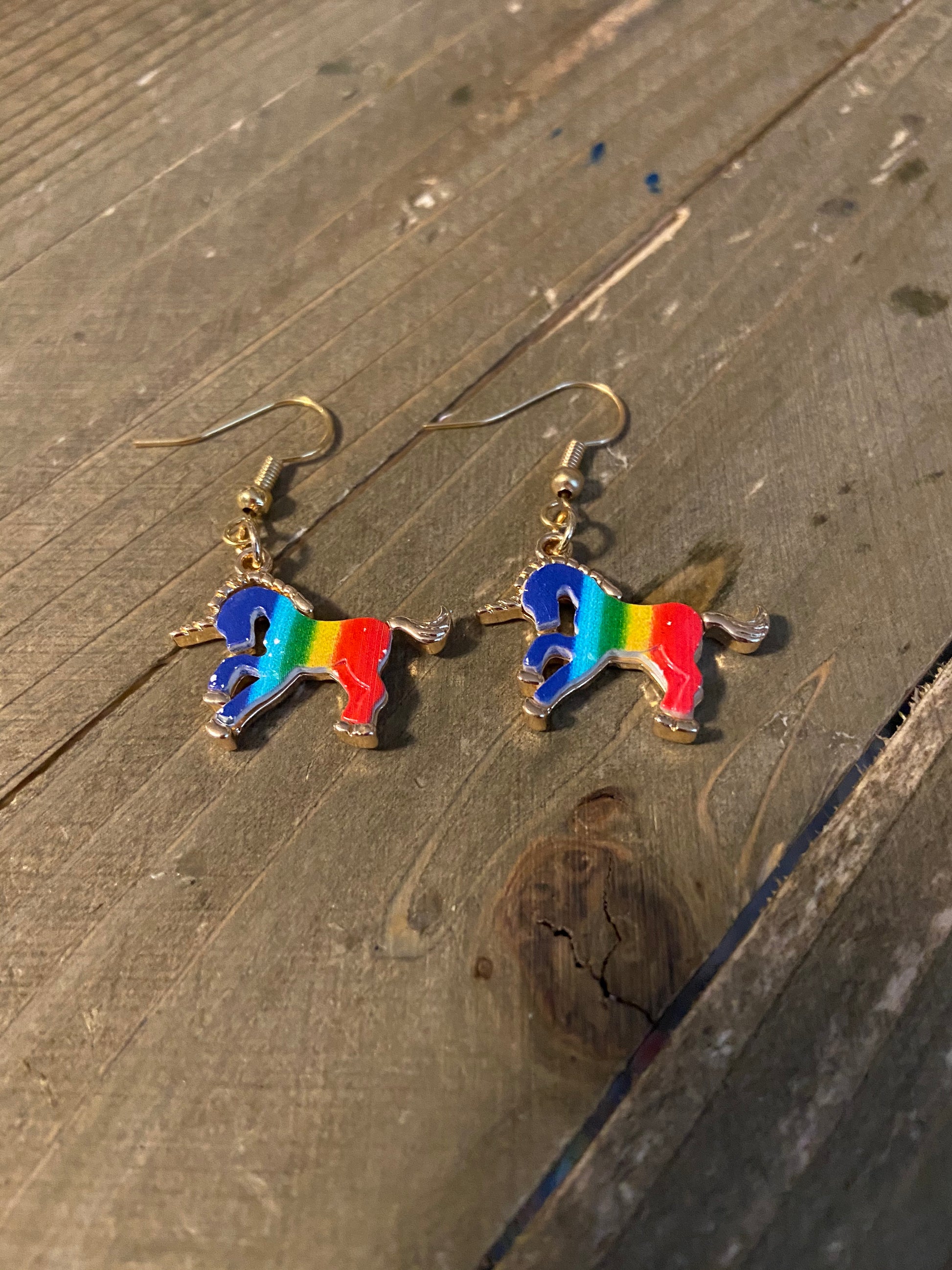 Rainbow Unicorn Charm Wire EarringsPink tiful of LOVE