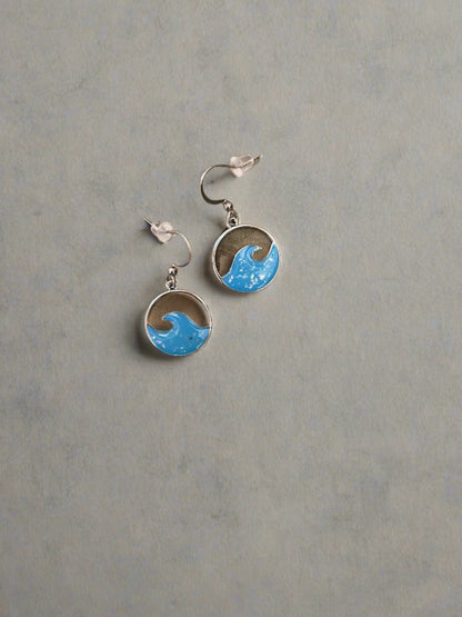 Enamel Baby Blue Wave wire earringsPink tiful of LOVE